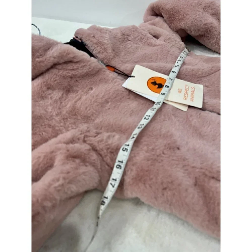 NWT Save The Duck Girls' Size 12 Chloe Reversible Quilted & Faux Fur Jacket Pink